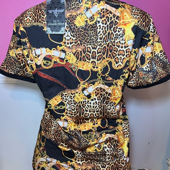 Men's Black and Gold Leopard Print Shirt - Picture 2 of 3